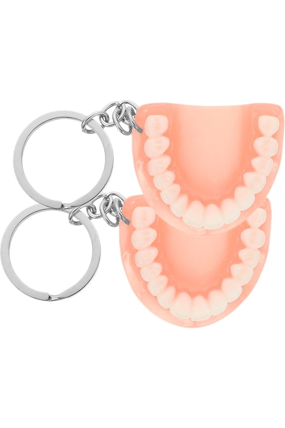2Pcs Resin Tooth Keychains Multi Color Funny Bag Pendant Car Key Decoration