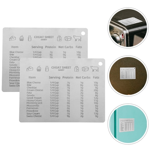Raindrops 2Pcs Kitchen Conversion Chart Magnet Conversion Chart Stainless Steel Refrigerator Magnet