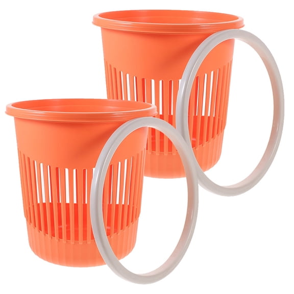 FOMIYES 2-Pack Orange Plastic Trash Bins for Home, Office & Kitchen - , Practical Waste Containers for Everyday Use