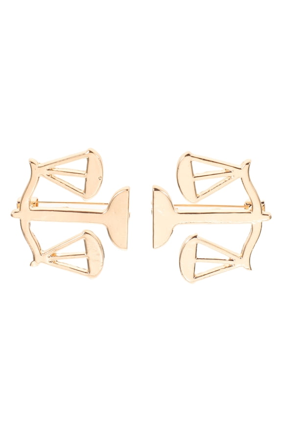 2Pcs Lawyer Lapel Pin in Golden Alloy with Justice Scale Symbol for Formal Suit Wear