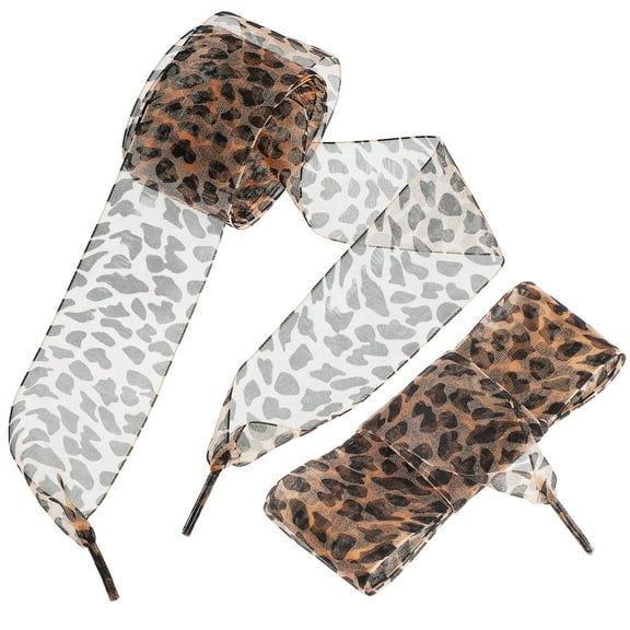 Raindrops Wide Leopard Pattern Flat Shoelaces Durable for Sports and Casual Wear 2Pcs