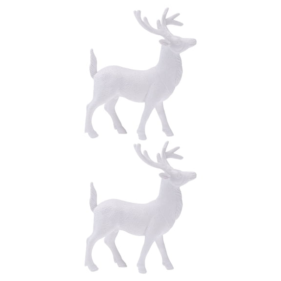 Raindrops Miniature Reindeer Figurine White 2Pcs 5.7X4.7X1.4In