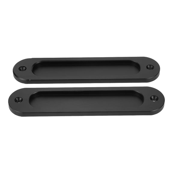 Raindrops 2Pcs Minimalist Black Aluminium Alloy Recessed Door Pull for Glass Doors