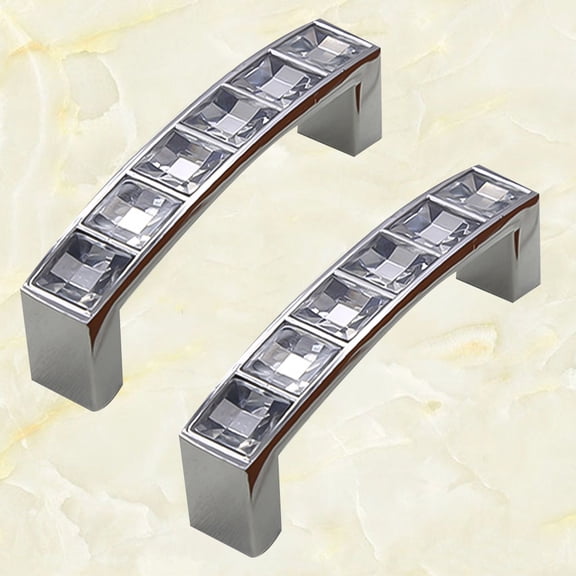 Raindrops 2Pcs Modern Bright Chrome Dresser Knobs Crystal Furniture Handle Hardware for Homeowners and Designers