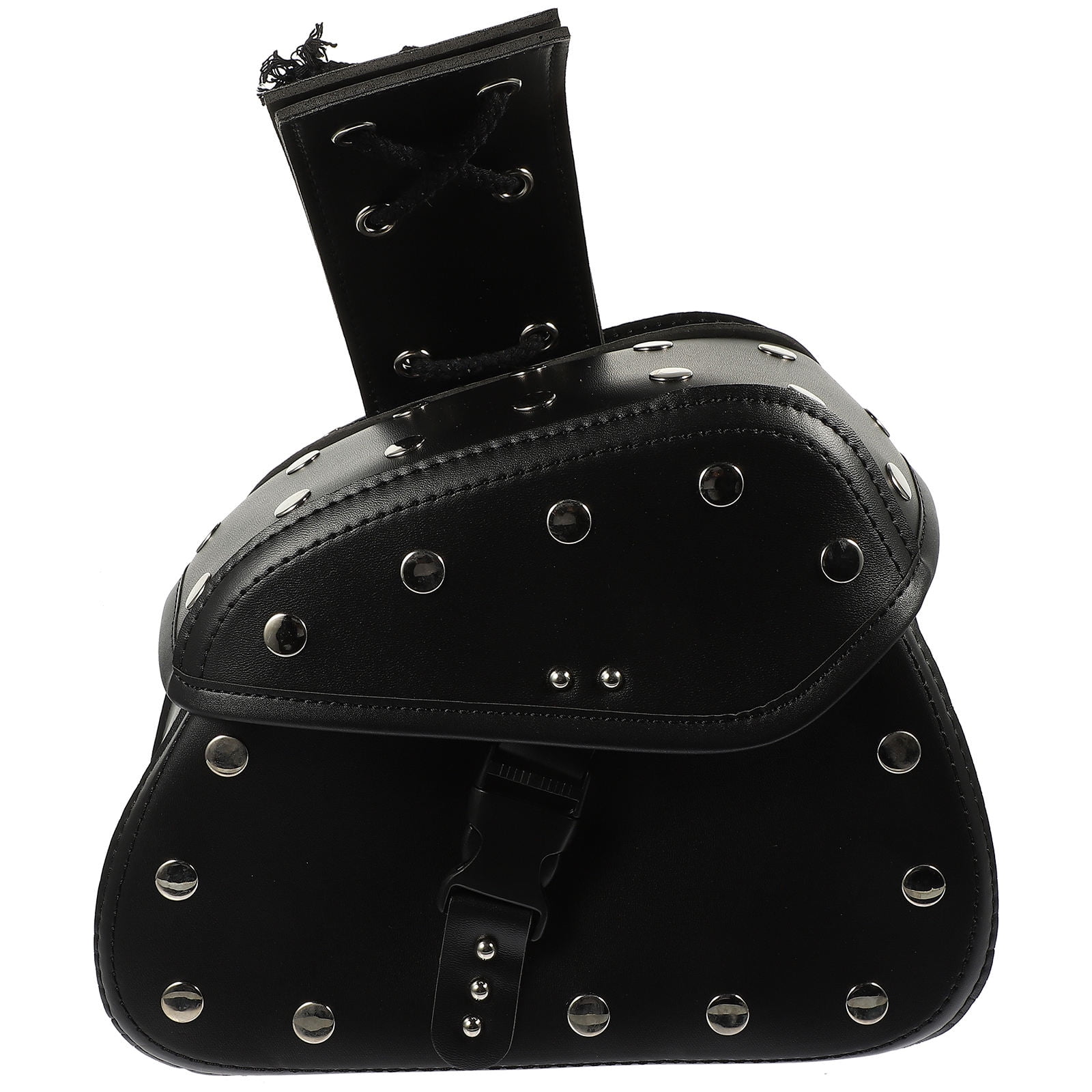 Raindrops 2Pcs Motorcycle Side Bag Sleek Design Black Faux Leather for Long Tours