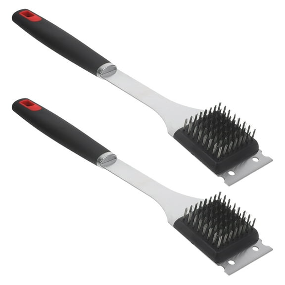 Raindrops Bbq Grill Cleaner Black Compact 2Pcs 15.0*2.6*1.2in For Grilling Cleaning Tools Outdoor