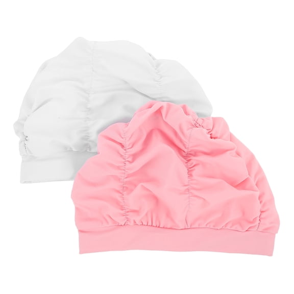 Raindrops 2Pcs Assorted Color Ladies Swimming Caps with Unique Pleated Design for Pool Use
