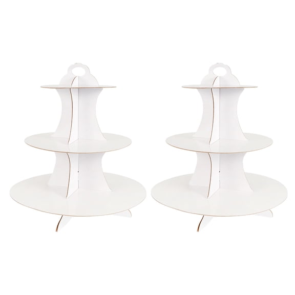 FOMIYES 2Set Paper Cake Stand White Paper Multi Layer Cake Display General Users for Weddings