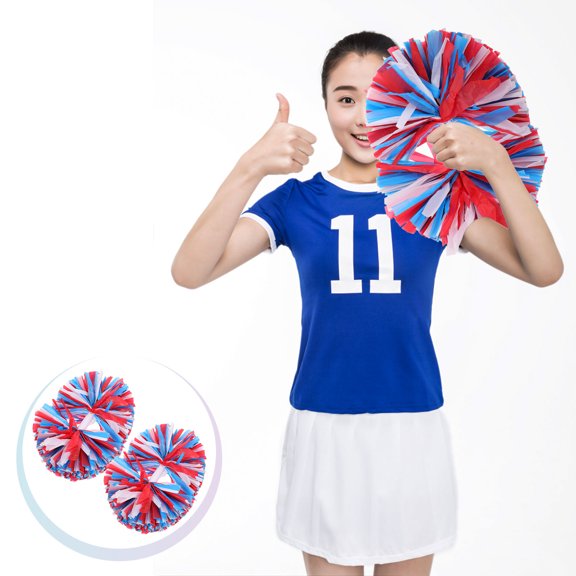 Raindrops 2Pcs Assorted Color Cheering Pompoms Performance Props with Smooth Handle for Events
