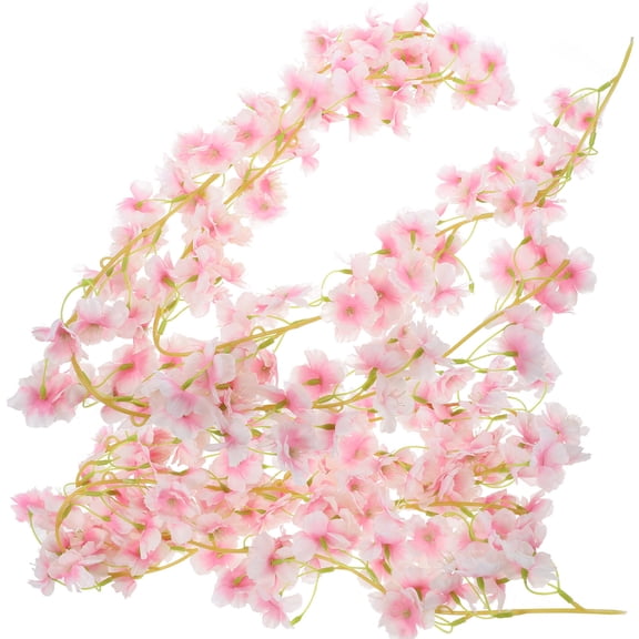 Raindrops 2Pcs Pink Artificial Cherry Blossom Flower Vine Realistic Lifelike for People Who Love Decorations