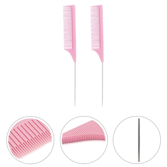 Raindrops 2-Piece Haircutting Comb Set with Stainless Steel Pintail Comb Lightweight for Salon and Home Use