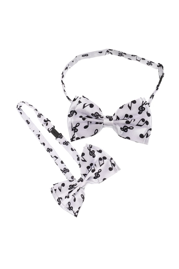 FOMIYES 2Pcs Party Bow Tie with Music Note Print Easy to Wear Polyester Decorative Accessory