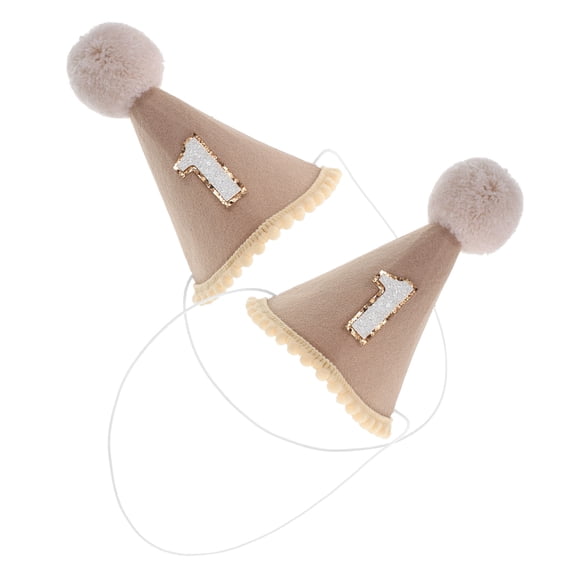 Raindrops 2Pcs Birthday Party Hats in Khaki Felt Soft Material for Festive Celebrations