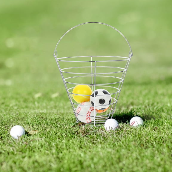 Raindrops 2Pcs Portable Golf Ball Storage Basket Stainless Steel Bucket with Ergonomic Handle for Practice