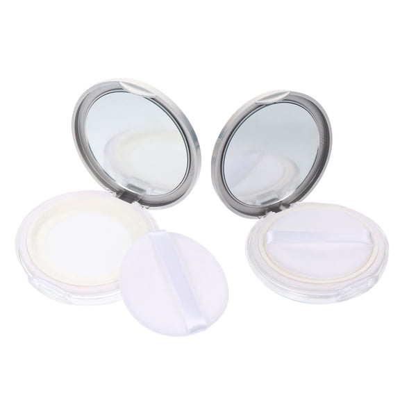 Raindrops 2Pcs Portable Loose Powder Box with Mesh Loose Powder Box with Powder Puff