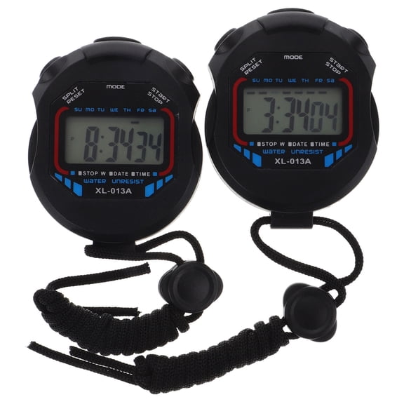Raindrops 2Pcs Sports Stopwatch Watch with 12 Or 24 Hour Option and Large LCD Screen