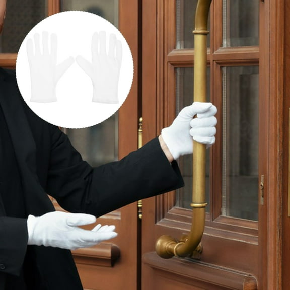 Raindrops 2Pcs Outdoor Gloves White Cotton Work Gloves for Garden Weeding and Household Tasks