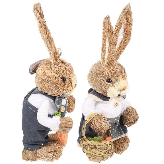 Raindrops 2pcs Straw Rabbits for Decor Rabbit Shape Home Decor Assorted Color