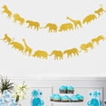 thumbnail image 1 of Raindrops 2Pcs Rectangle Golden Paper Party Banner for Jungle Animal Theme Birthday Decorations, 1 of 8