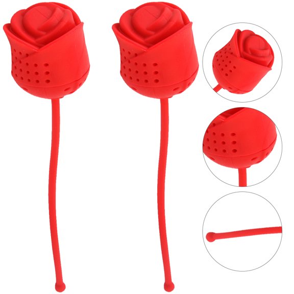 FOMIYES 2-Pack Rose-Shaped Silicone Tea Leaf Infusers, Reusable Tea Strainers for Home, Kitchen, and Restaurant Use