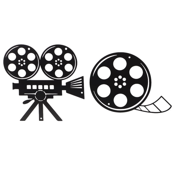 Raindrops 2Pcs Retro Movie Projector Wall Decor Black Metal Film Reel Ornaments for Living Room Theater