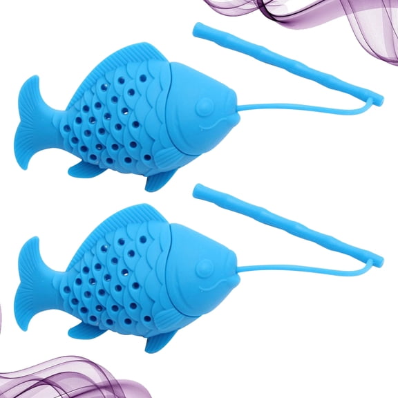 Raindrops 2-Pack Reusable Silicone Tea Infuser Set, Fish Shape, Practical and Easy to Use for Tea
