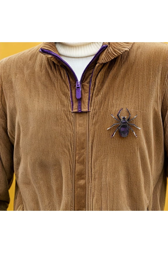 2Pcs Vintage Purple Crystal Spider Brooch Pin Alloy Material for Lapel Bag Decoration