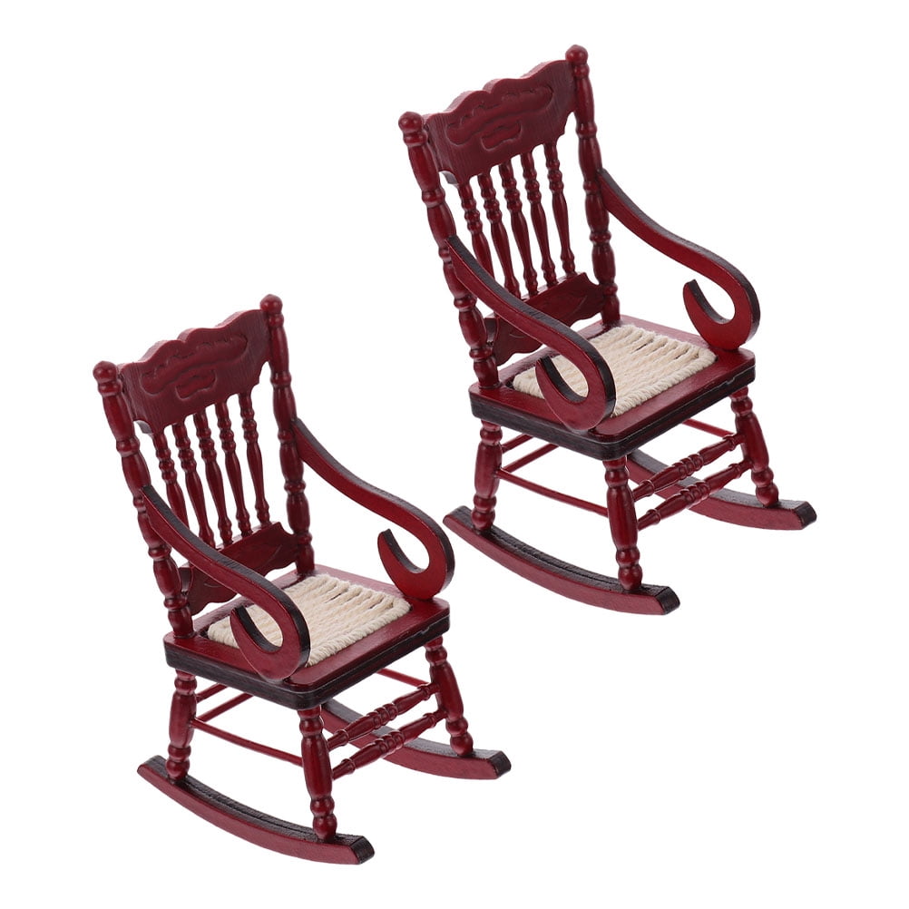Mini Rocker Chair Raindrops 2Pcs Rocking Chair Models in Brown for Mini Furniture ...