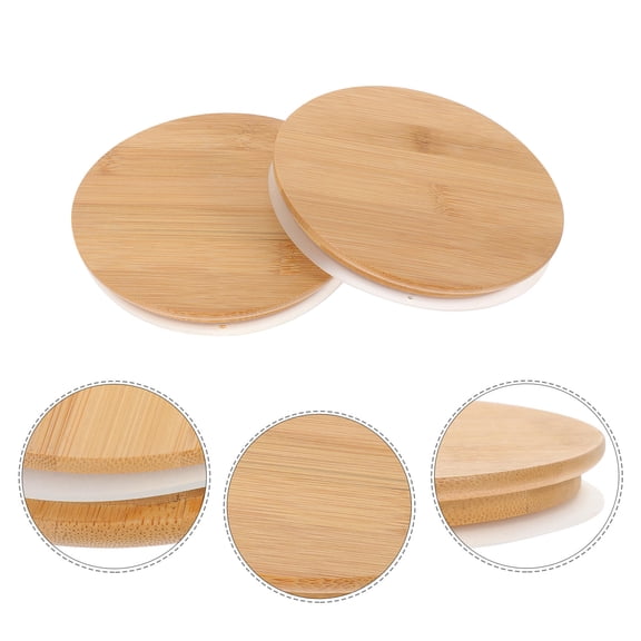 Raindrops Bamboo Sealing Lids Light Brown 2Pcs Wide Canning Lids 6.0*6.0*0.8In