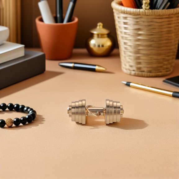 Raindrops 2Pcs Brass Workout Keychain and Charm Featuring Detailed Dumbbell Barbell Design in