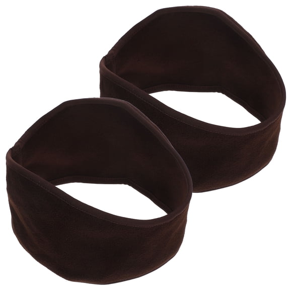 FOMIYES 2-Pack Windproof Thermal Fleece Ear Warmers Headbands in Coffee Color for Running, Cycling, Hiking, and Outdoor Activities