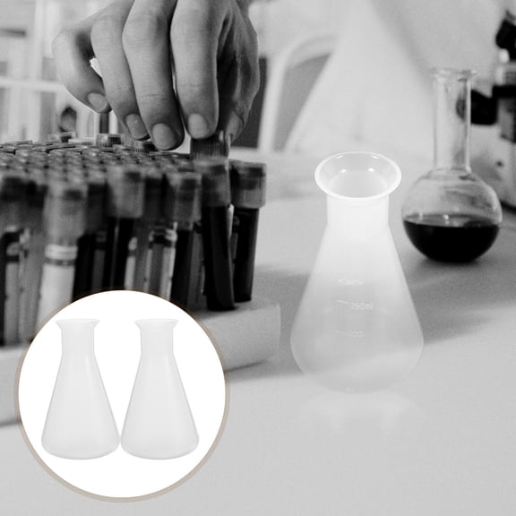 Raindrops Set of 2 Erlenmeyer Flasks White Plastic Science Flasks for Laboratory Stirring and Experiment Use