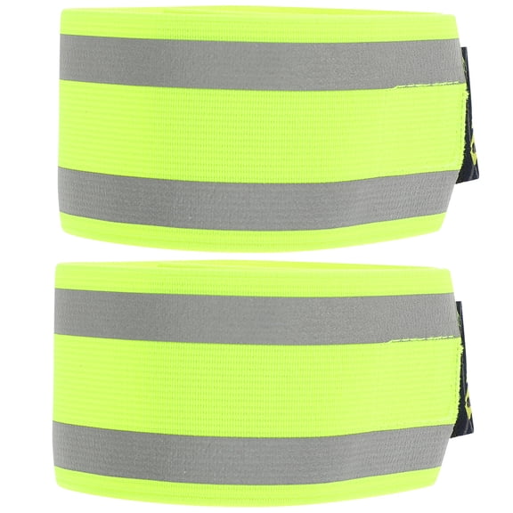 FOMIYES 2Pcs Reflective Ankle Bands Adjustable Light Green High Visibility Outdoor Running Accessories