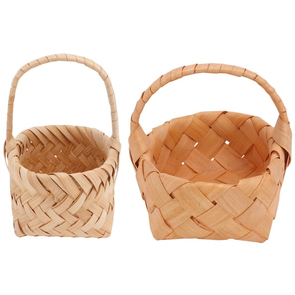 Raindrops 2Pcs Simple Practical Decorative Flower Baskets Khaki Wood Material for Homeowners Wedding Decoration 16X14X9in