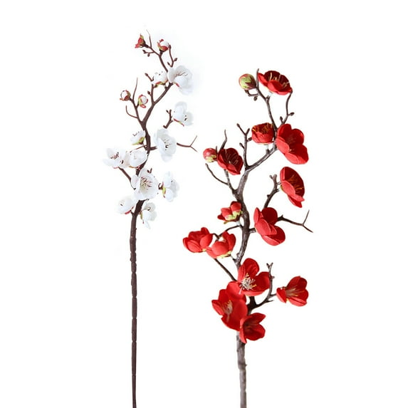 Raindrops 2Pcs Simulated Artificial Plum Blossom Branches For Wedding Decor Bouquet Arrangement 5cm Wide