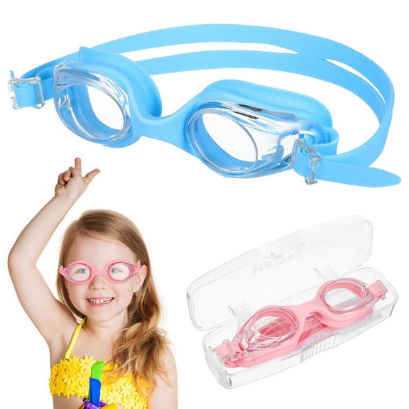 Raindrops 2Pcs Sky Blue Toddlers Goggles for Underwater Activities with Curved Frame and Comfortable Design
