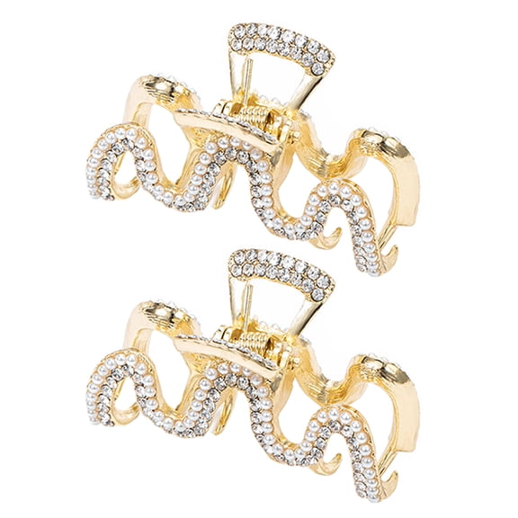 Raindrops 2Pcs Alloy Small Hair Jaw Clips in Golden for Secure and Stylish Hair Hold