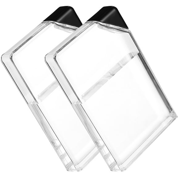 Raindrops Flat Water Flask Black As Plastic 2Pcs For Gym