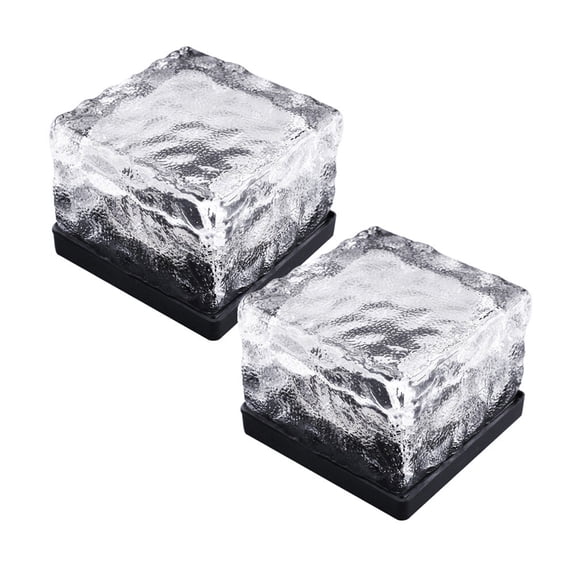 Raindrops 2Pcs Solar LED Brick Lights Durable Glass Solar Powered Lights for Garden Patio and Lawn