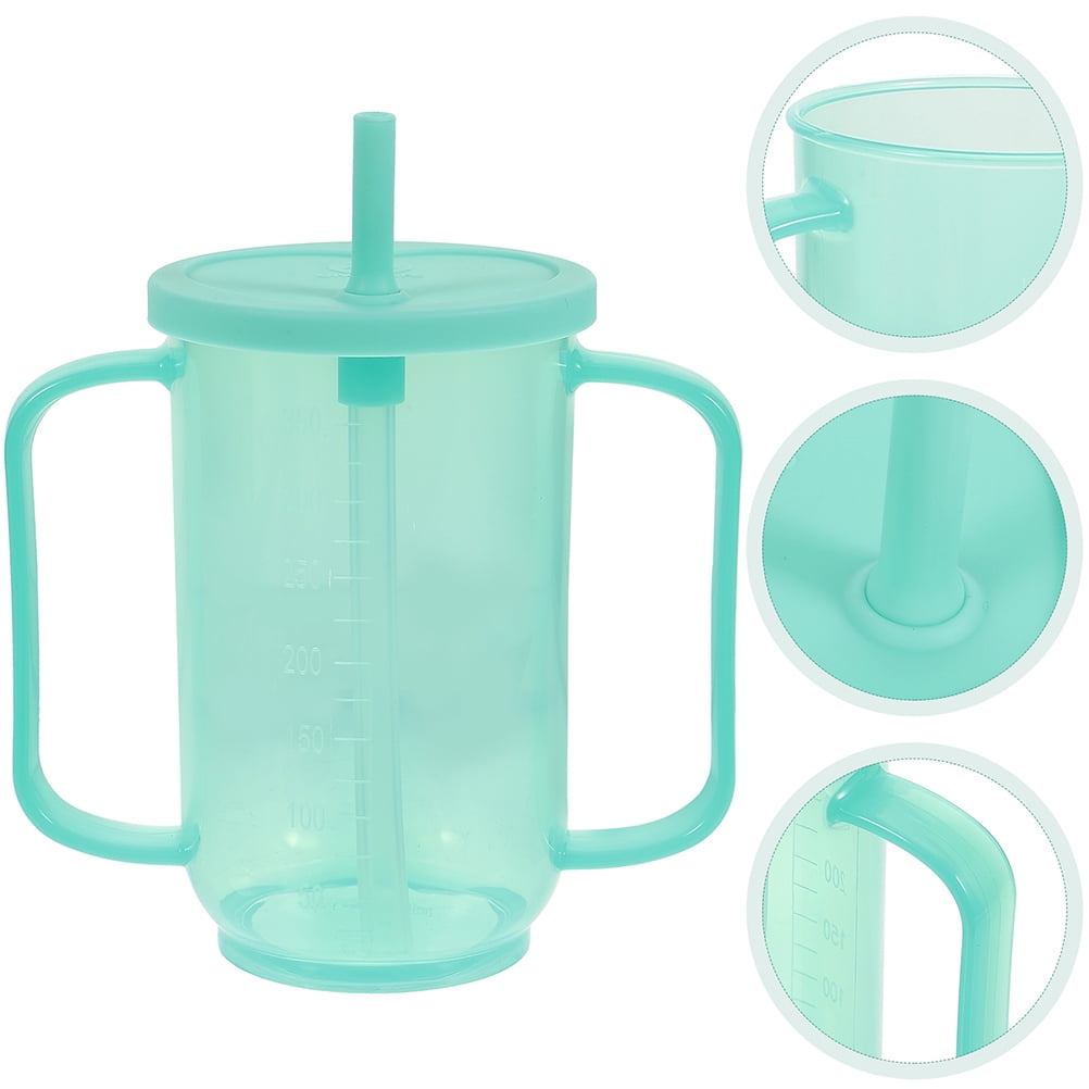 FOMIYES 2-Pack Spill-Proof Drinking Cups with Lids and Straws for Adults and Seniors, Ergonomic Design, Easy to Use and Clean