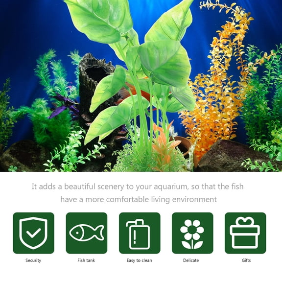 Raindrops Small Fish Tank Decorations Featuring Vibrant Artificial Plants and No Trimming Needed
