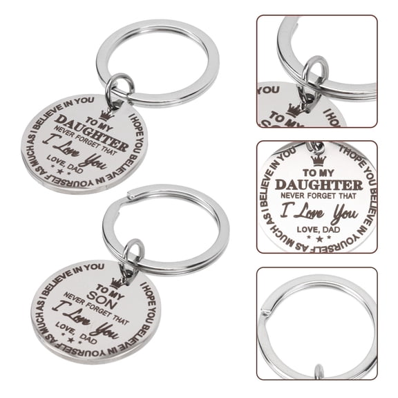 Raindrops 2-Pack Inspirational Stainless Steel Keychain Set, Family Love from Dad to Daughter