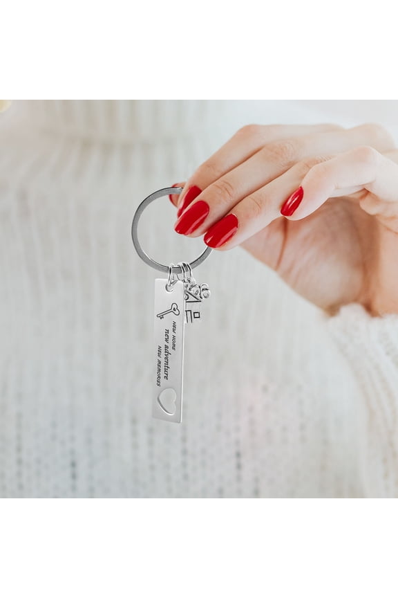 2-Pack Stainless Steel House Keychains with Plated Charm Keepsake for New Homeowners 2026 Set