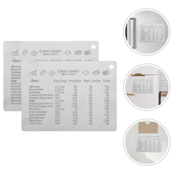 Raindrops 2Pcs Stainless Steel Measure Equivalents Chart Fridge Magnetic Measure Conversion Chart