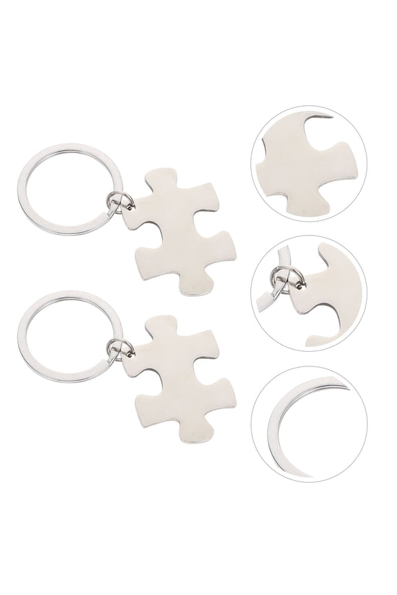 2Pcs Stainless Steel Puzzle Piece Keychains Couple Keychain Set Love Keychains