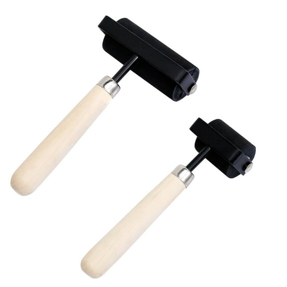 FOMIYES 2-Pack Rubber Roller Brayers with Wooden Handles, Assorted Colors for Smooth Ink Application and Craft Projects
