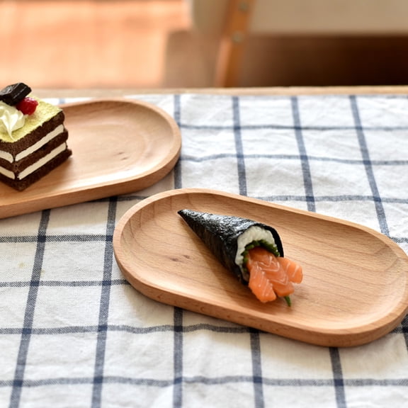 Raindrops 2pcs Oval Fruit Serving Tray Wood Natural Color Users