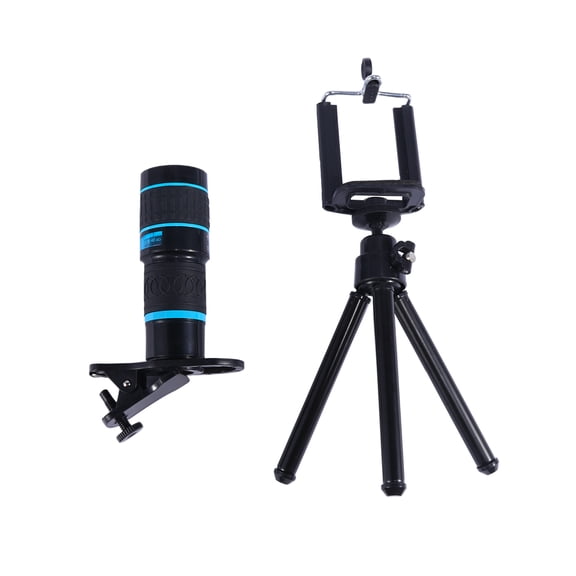 Raindrops Telescope Phone Adapter 18x Zoom Lens for Cellphone Black 2Pcs