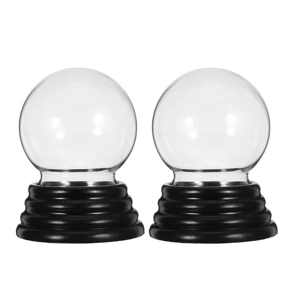 Raindrops 2Pcs Thickened Glass Crystal Clear Snow Globe Shells with Black Base for Festive Decoration