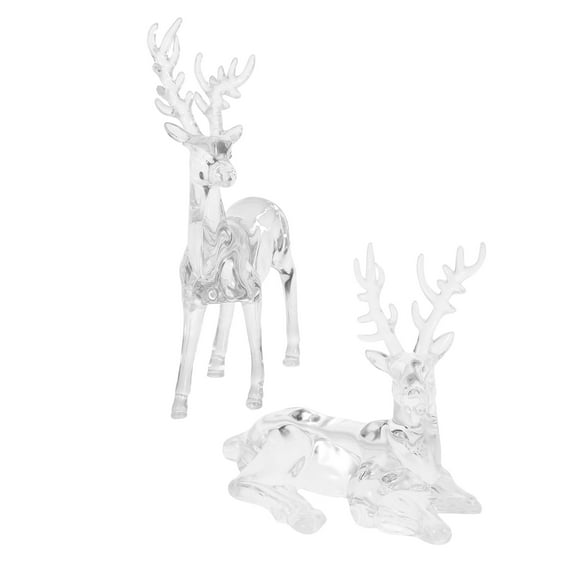 Raindrops 2Pcs Standing and Sitting Clear Deer Figurines for Holiday Home Decor